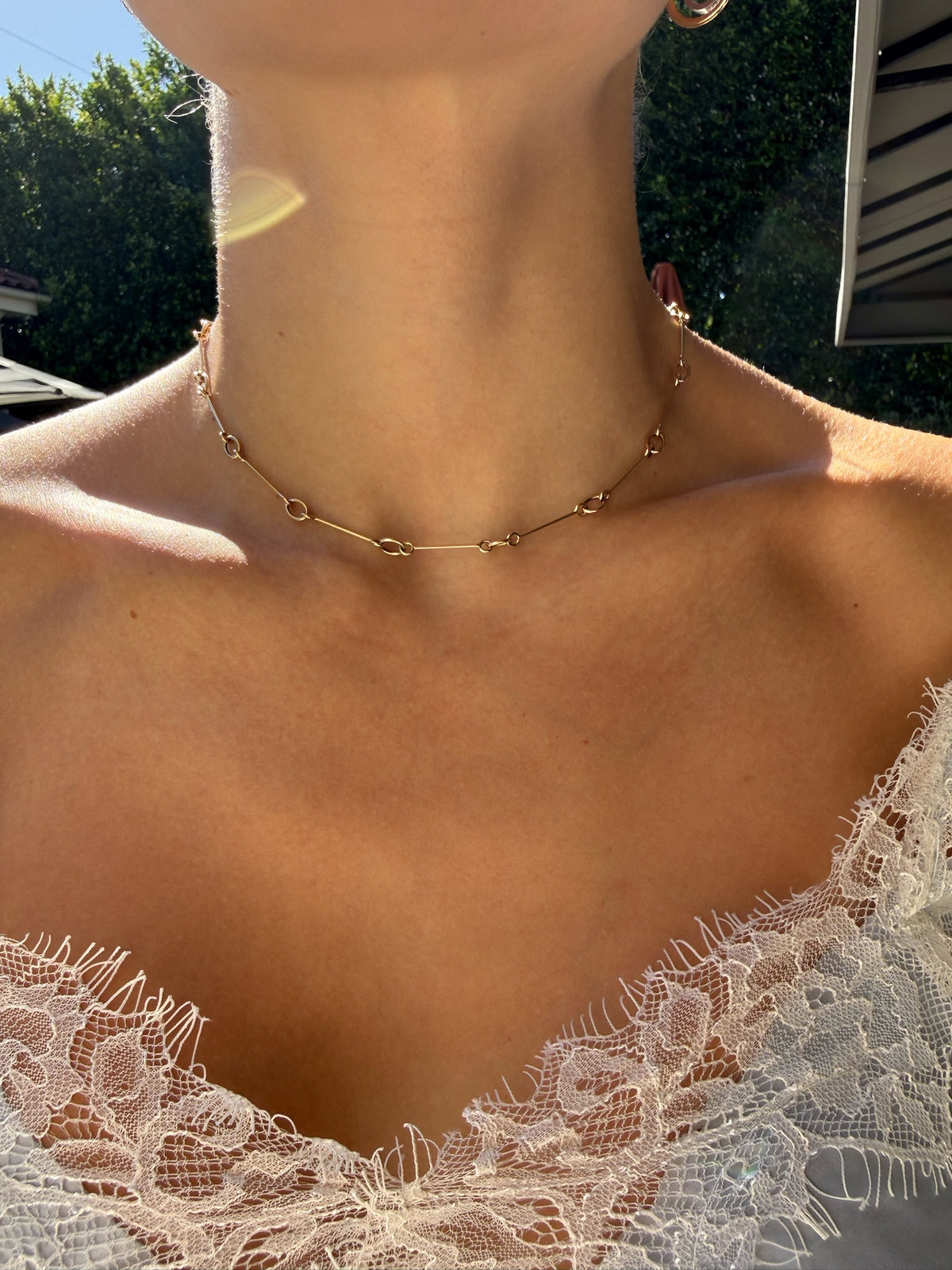 Olivia K Skinny Trombone Chain in 14K