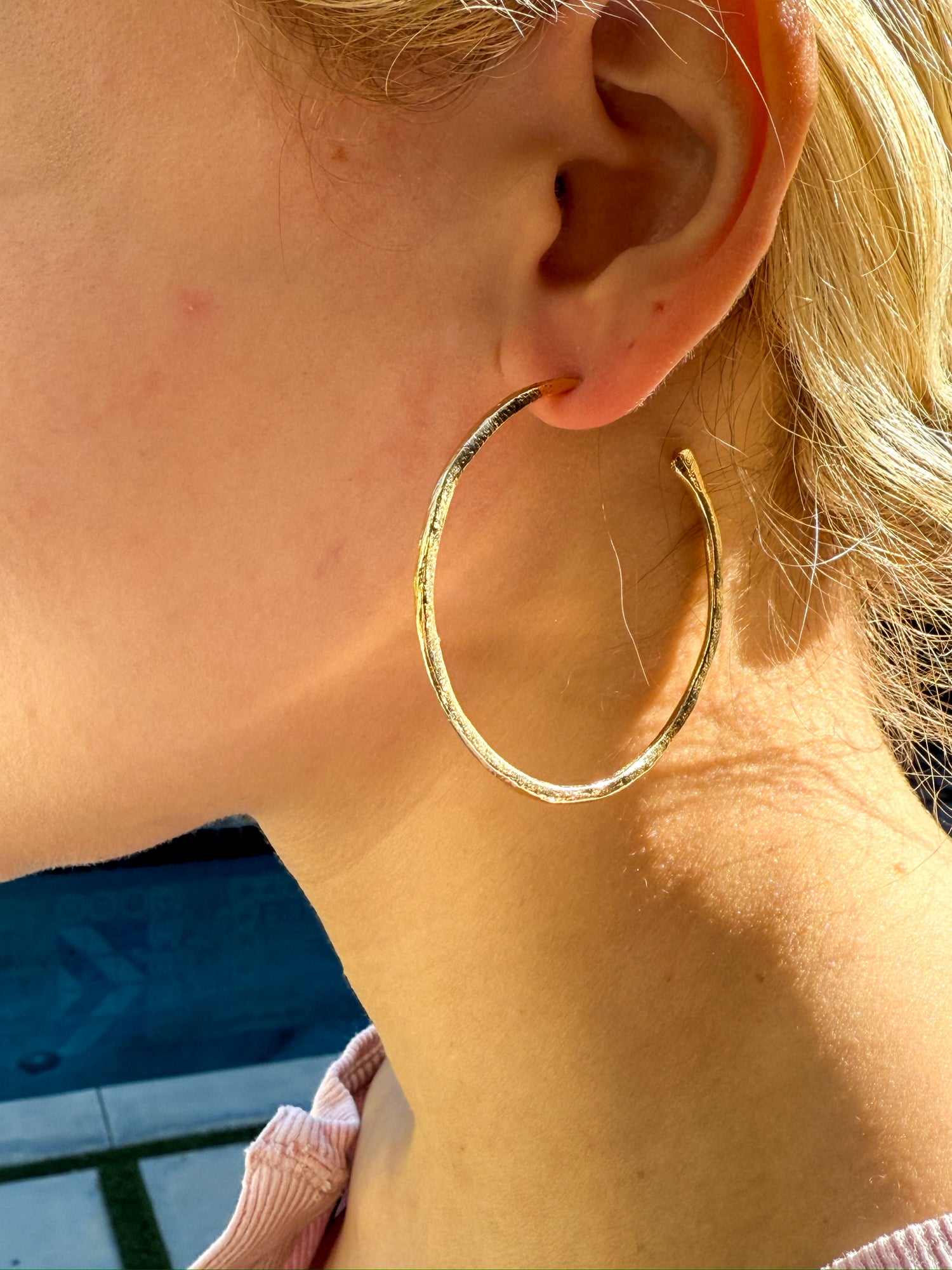 Hammered Hoops in 14k