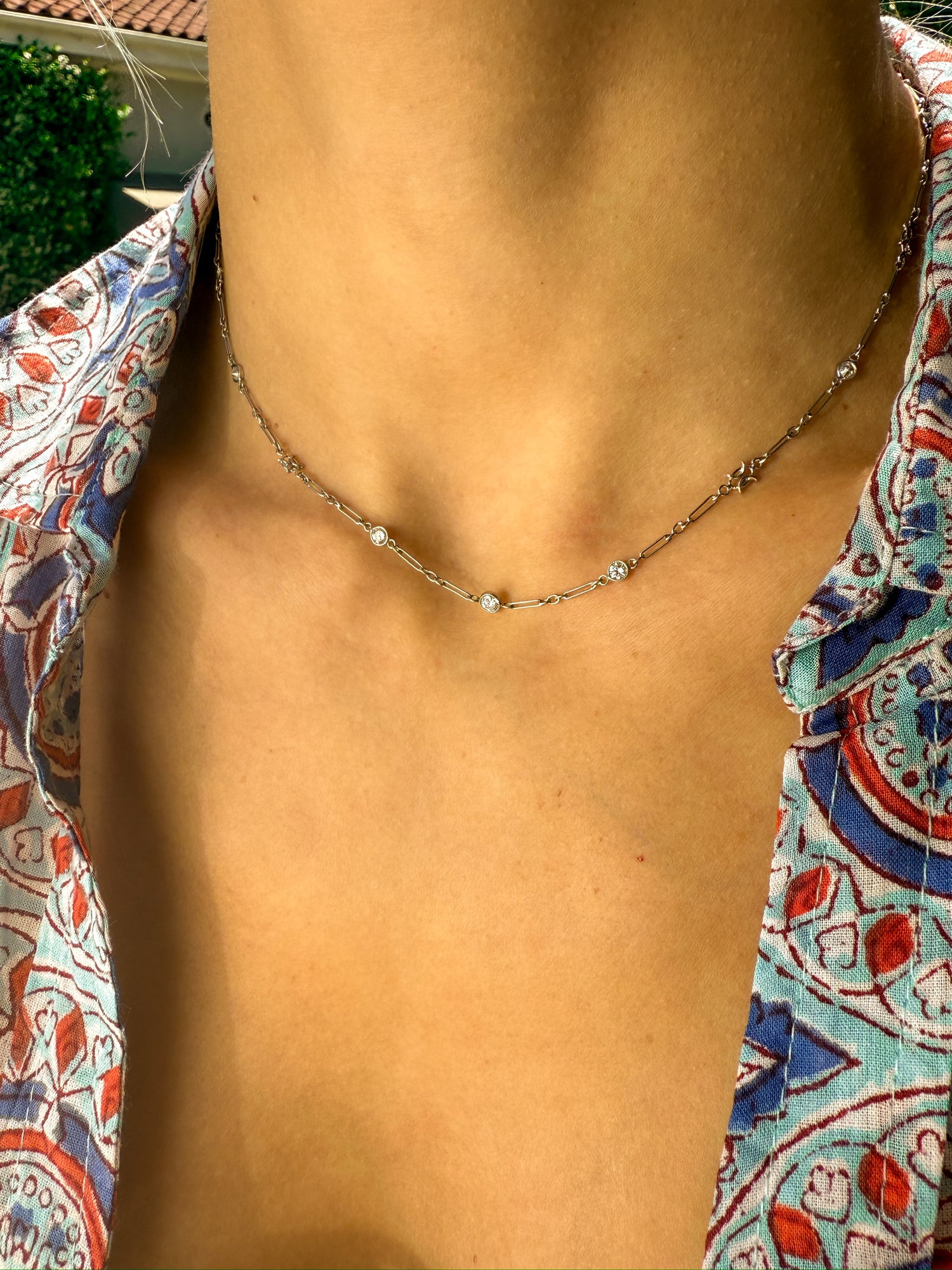 Diamond Station Necklace in Platinum