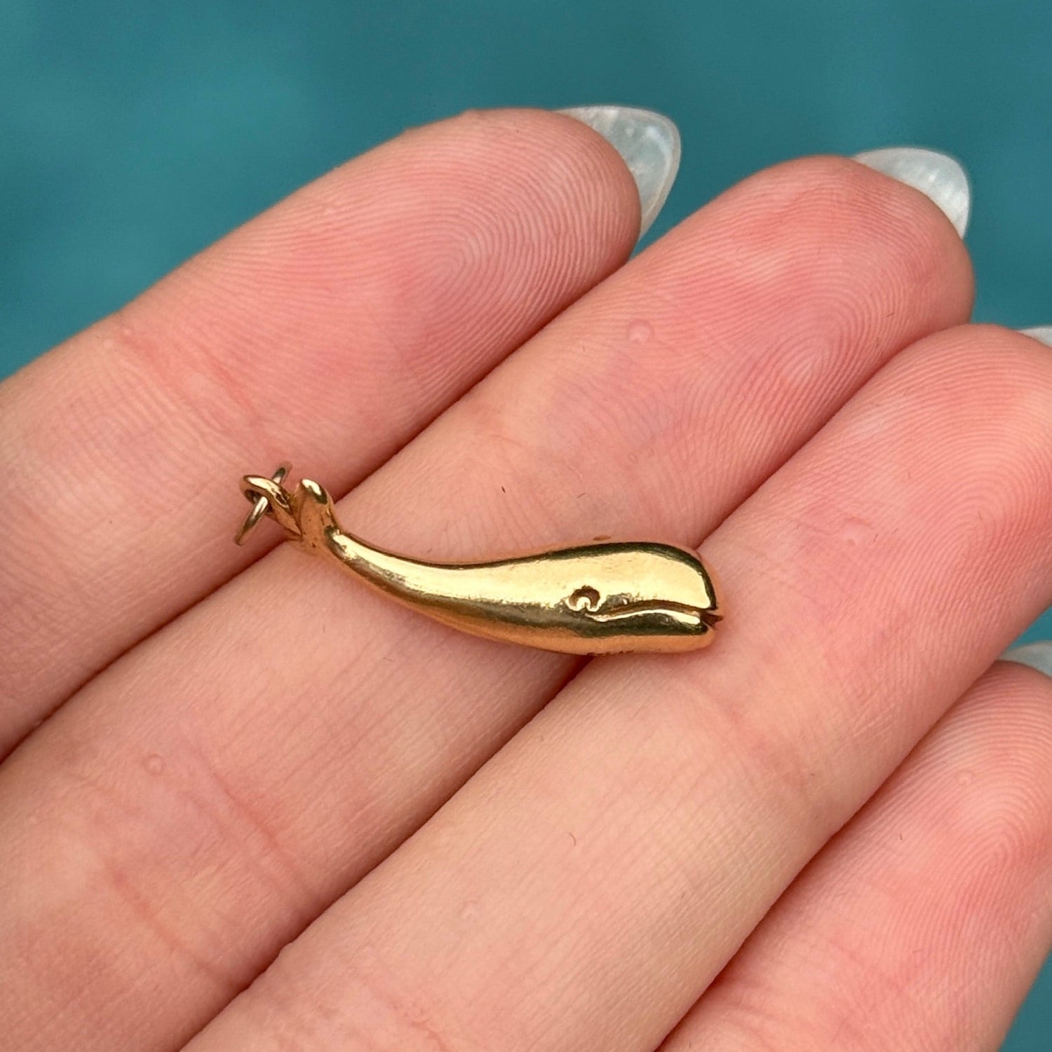 Vintage Whale Charm in 14K