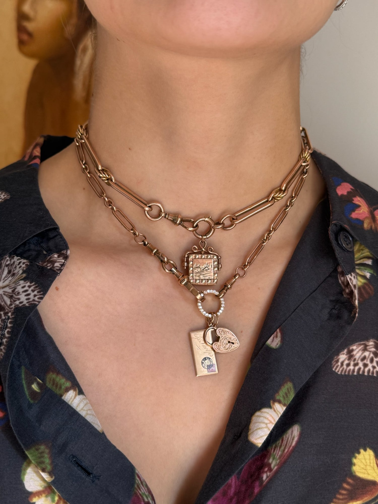 Vintage Envelope Charm with Enamel in 14K