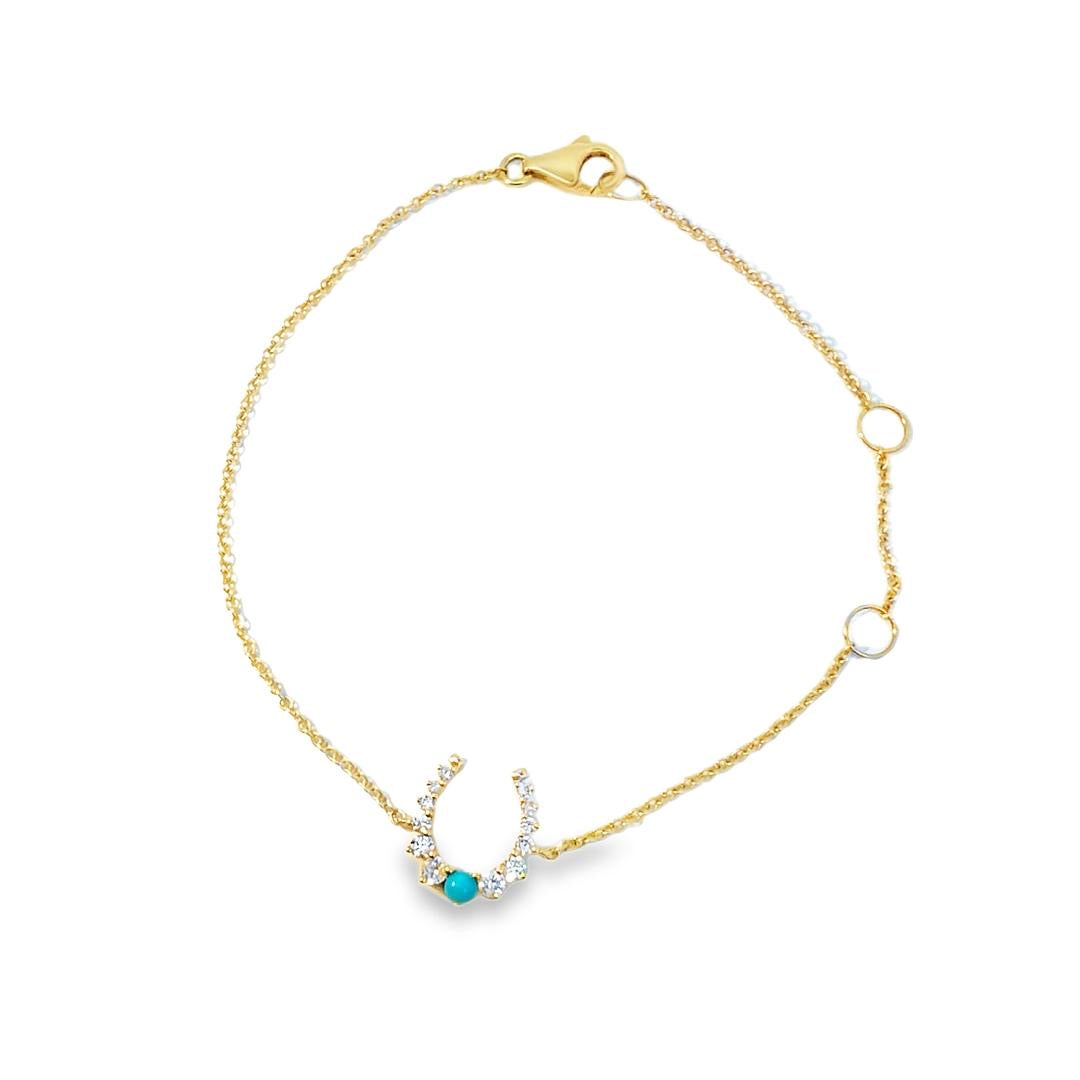 14k Diamond and Turquoise Horseshoe Bracelet