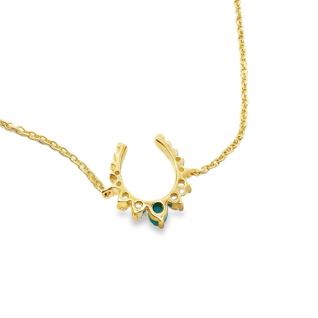 14k Diamond and Turquoise Horseshoe Bracelet