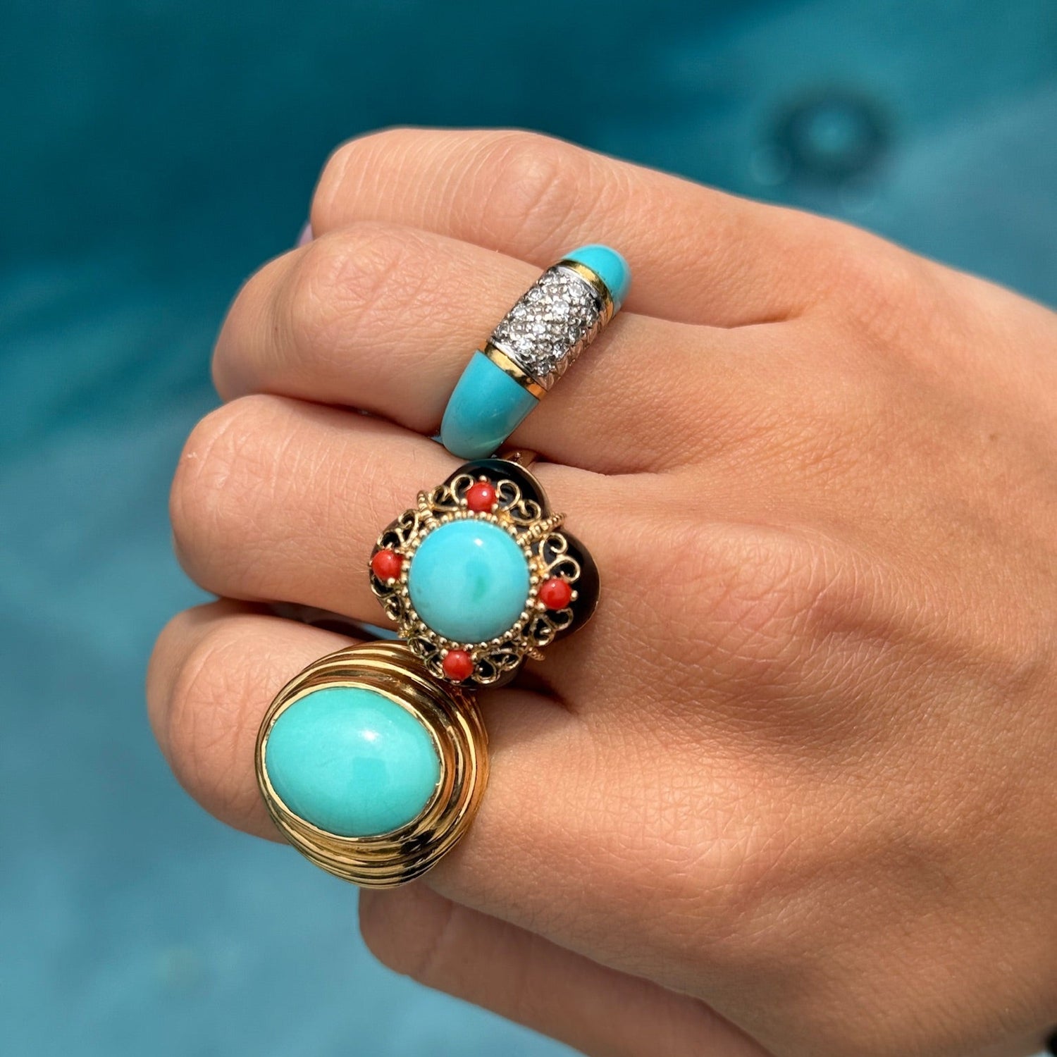 Vintage Turquoise Ring in 18K