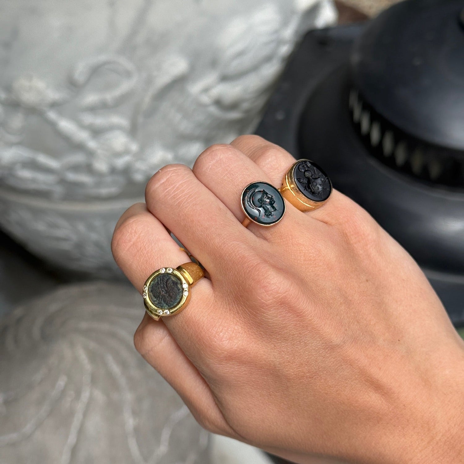 Vintage Ancient Coin Ring in 18K