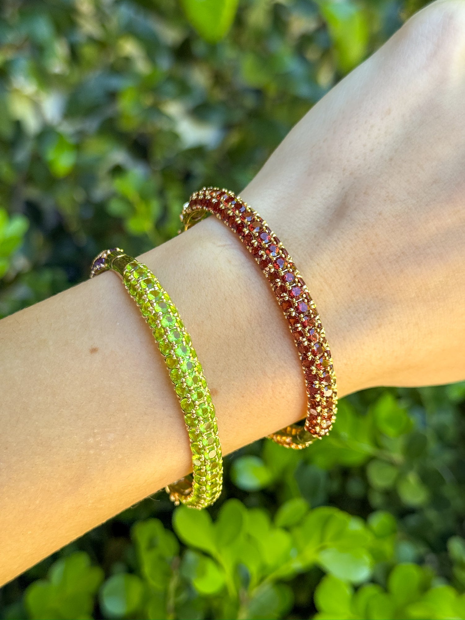 Citrine and Garnet Bangle in 14k