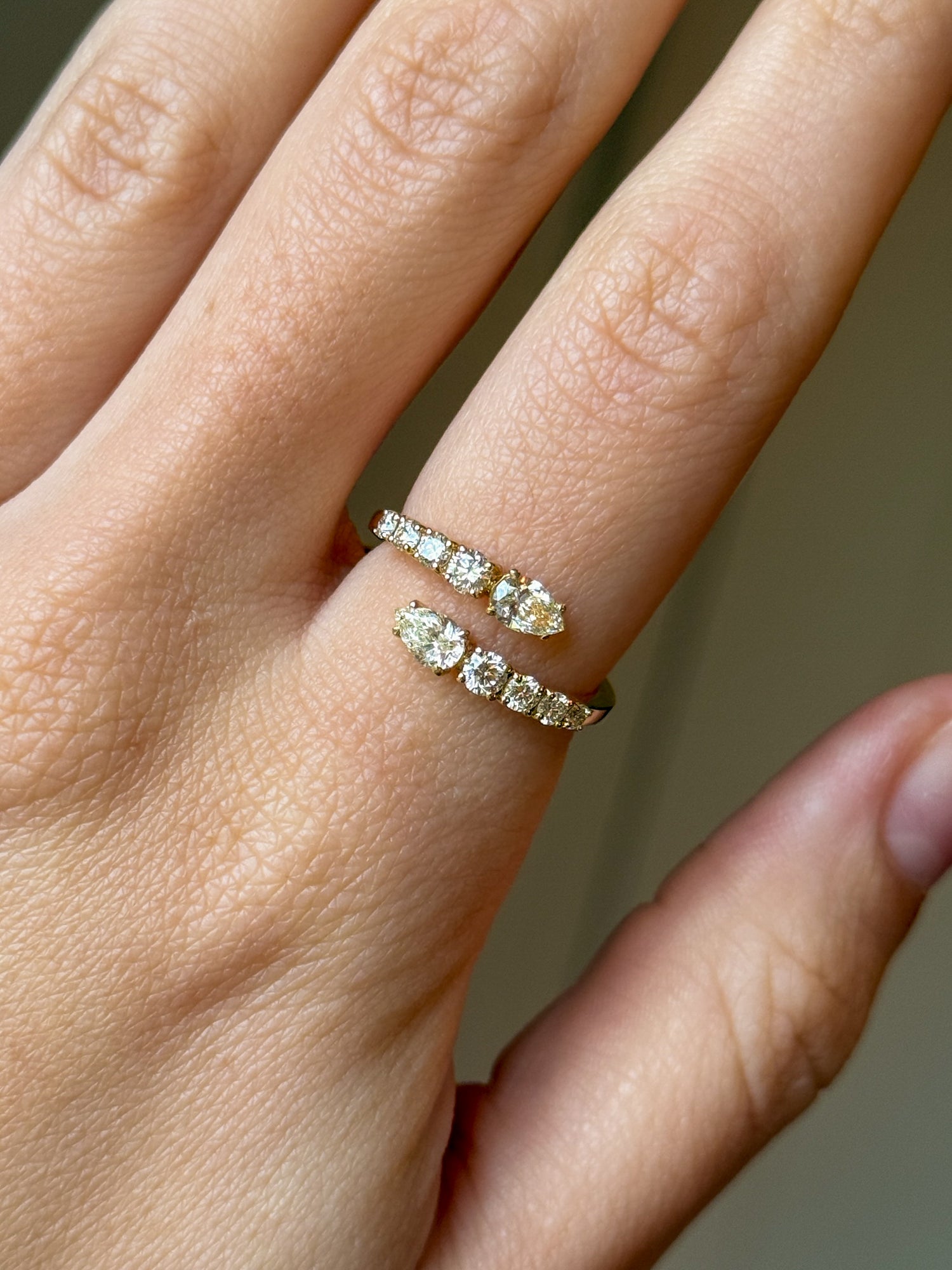 Diamond Bypass Ring in 14K