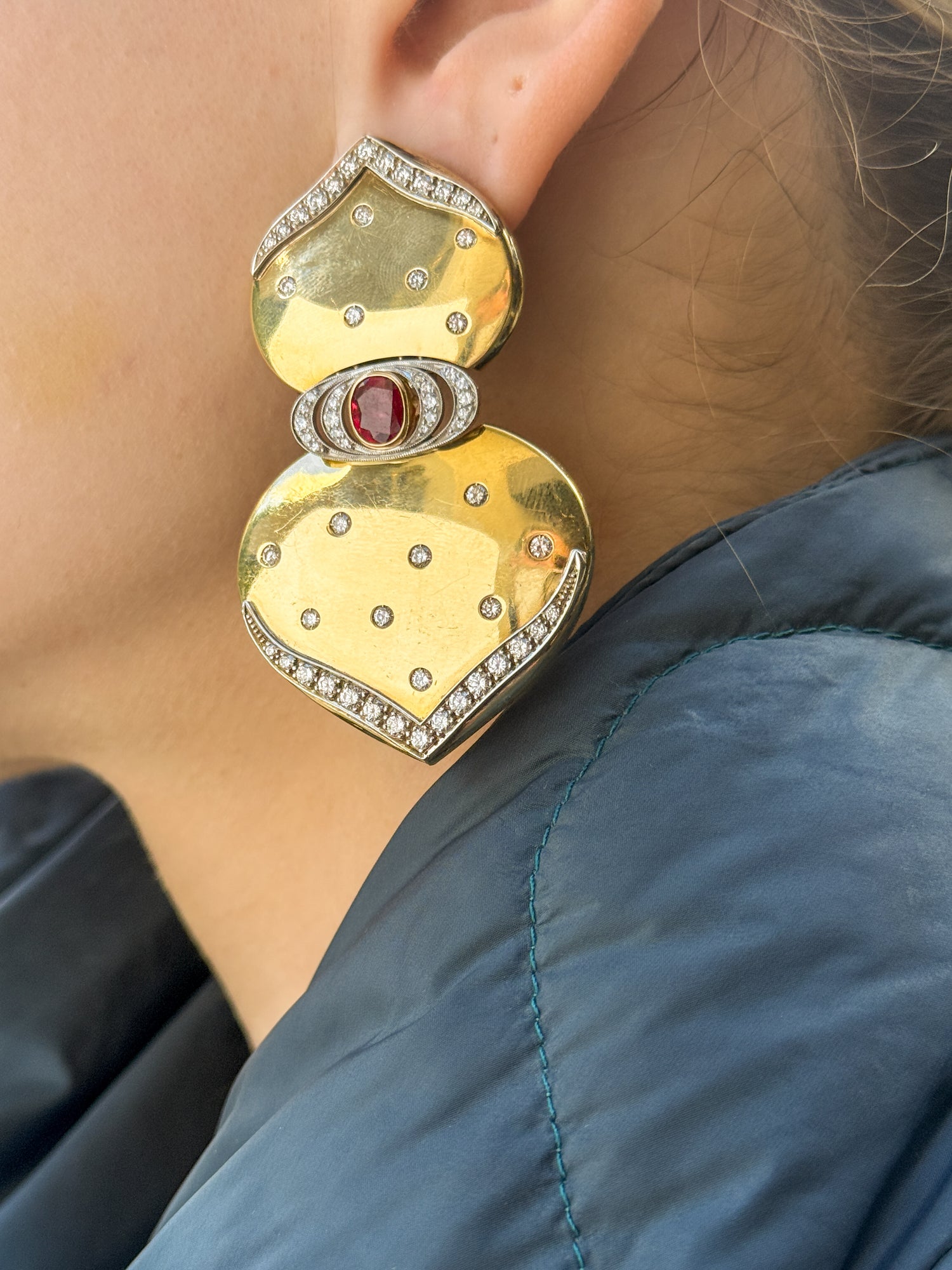 Vintage Ruby and Diamond Clips in 18K