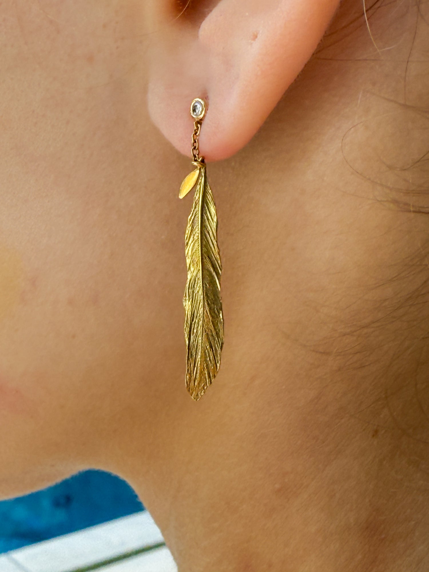 H. Stern Diamond Accented Feather Earrings in 18k