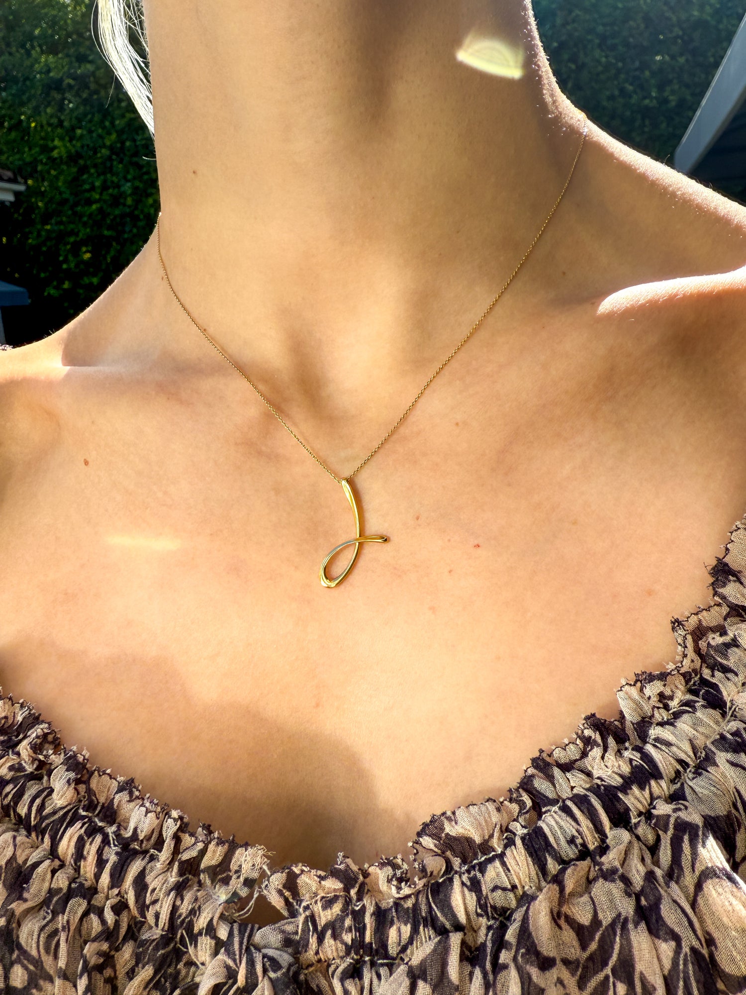 Elsa Peretti for Tiffany and Co. Large Letter "J" Necklace in 18k