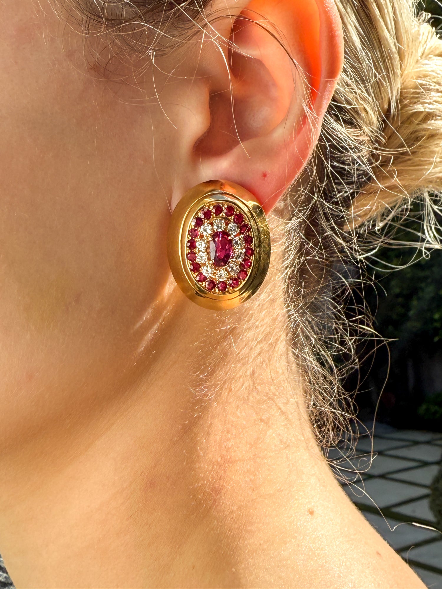 Vintage Ruby and Diamond Earrings in 18k