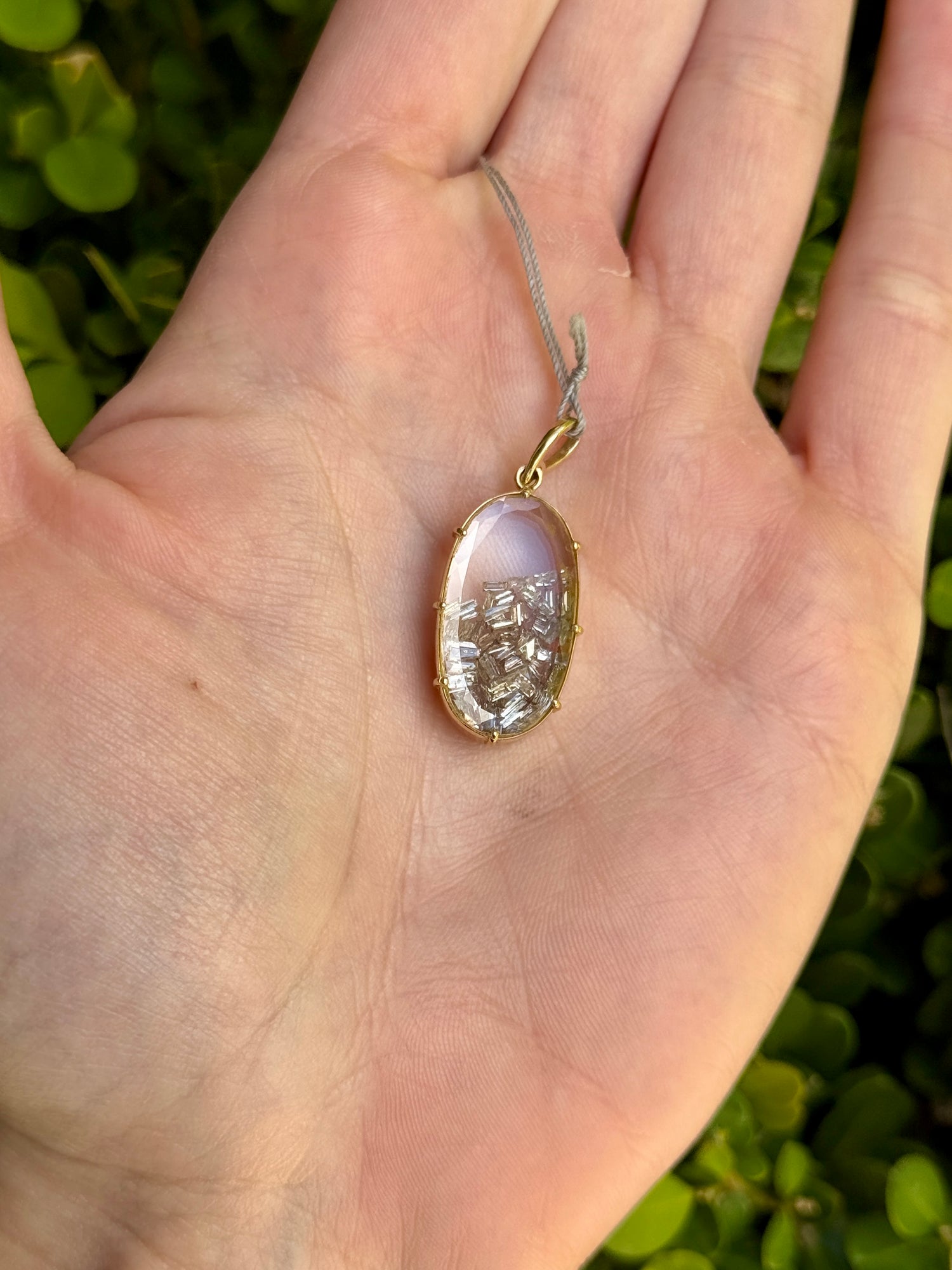 Floating Diamonds Pendant in 14k