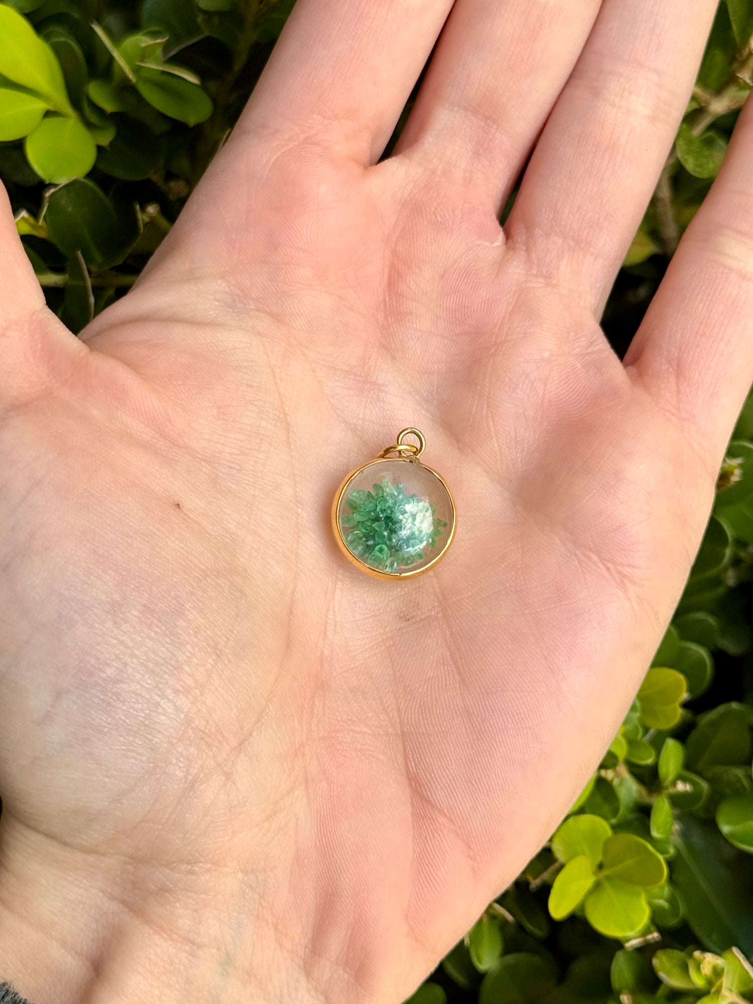 Emerald Beads Bubble Charm in 14k