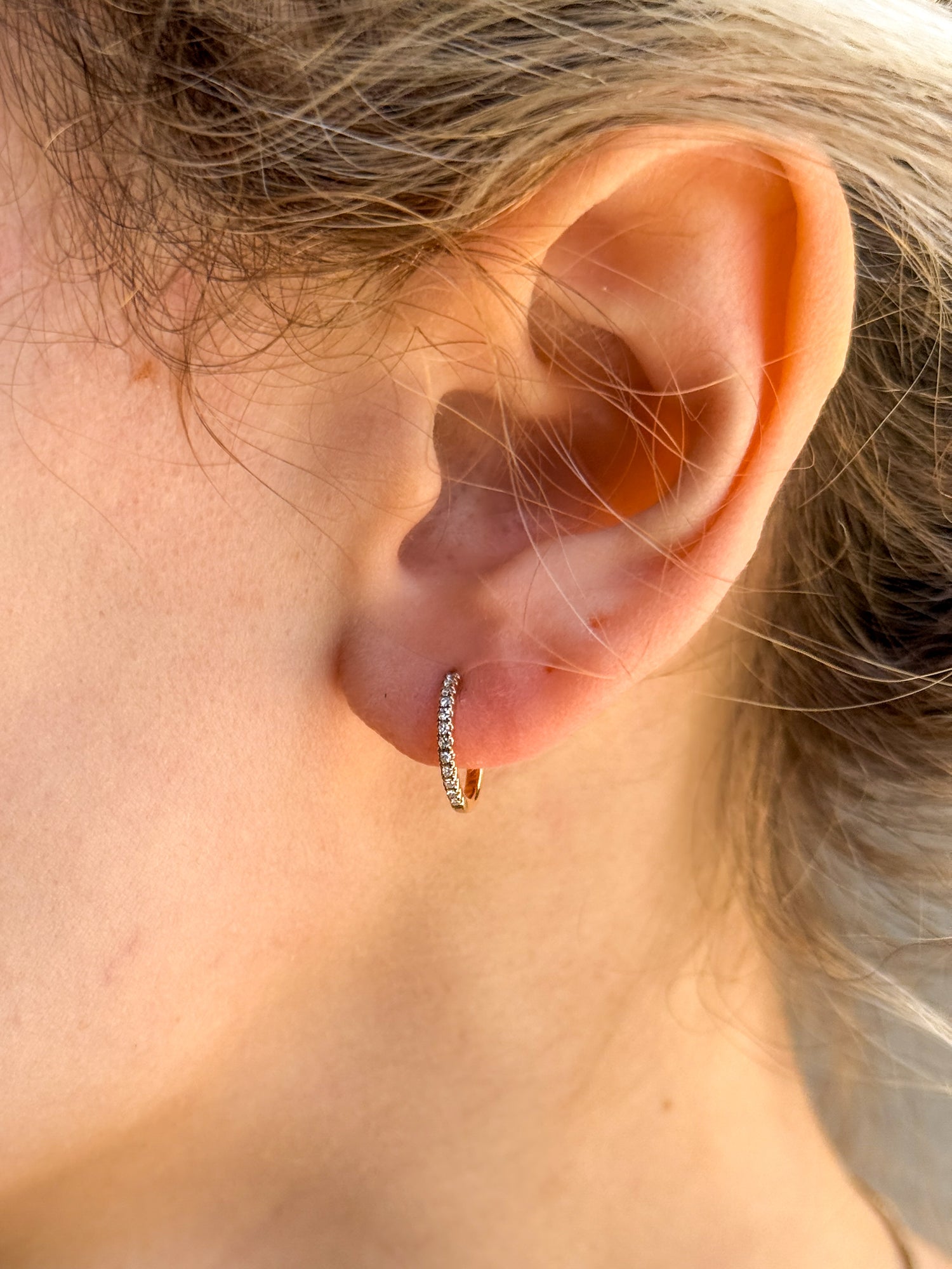 Vintage Rose Gold Diamond Huggies in 18K