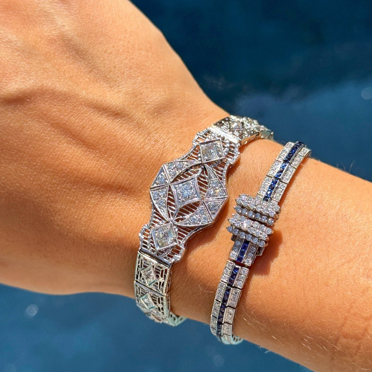 Vintage Diamond and Sapphire Bracelet in Platinum