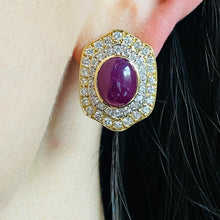 Load image into Gallery viewer, Vintage Ruby &amp; Diamond Earrings in 18K
