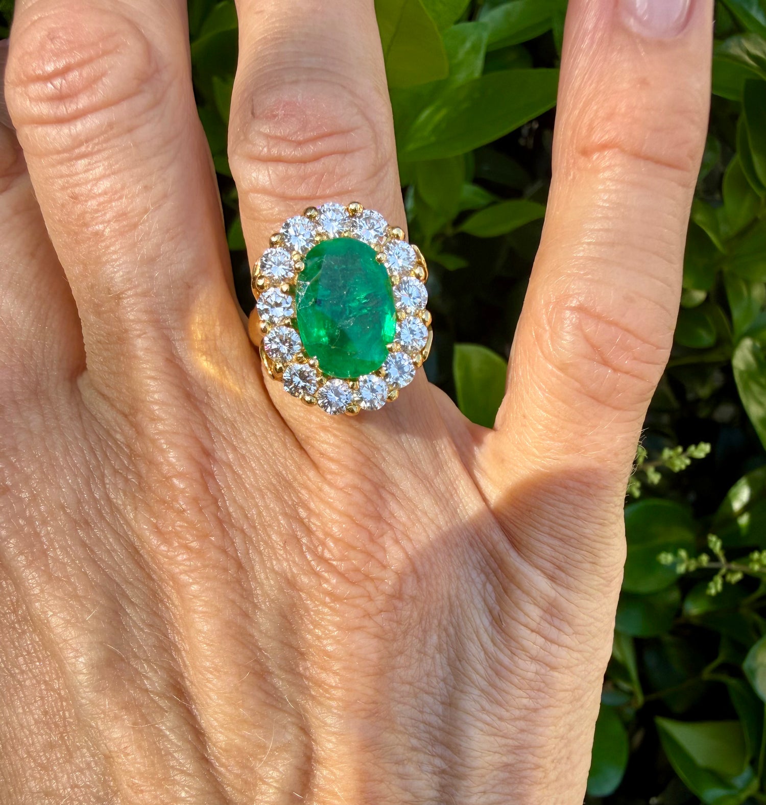 Vintage Emerald and Diamond Ring in 14K
