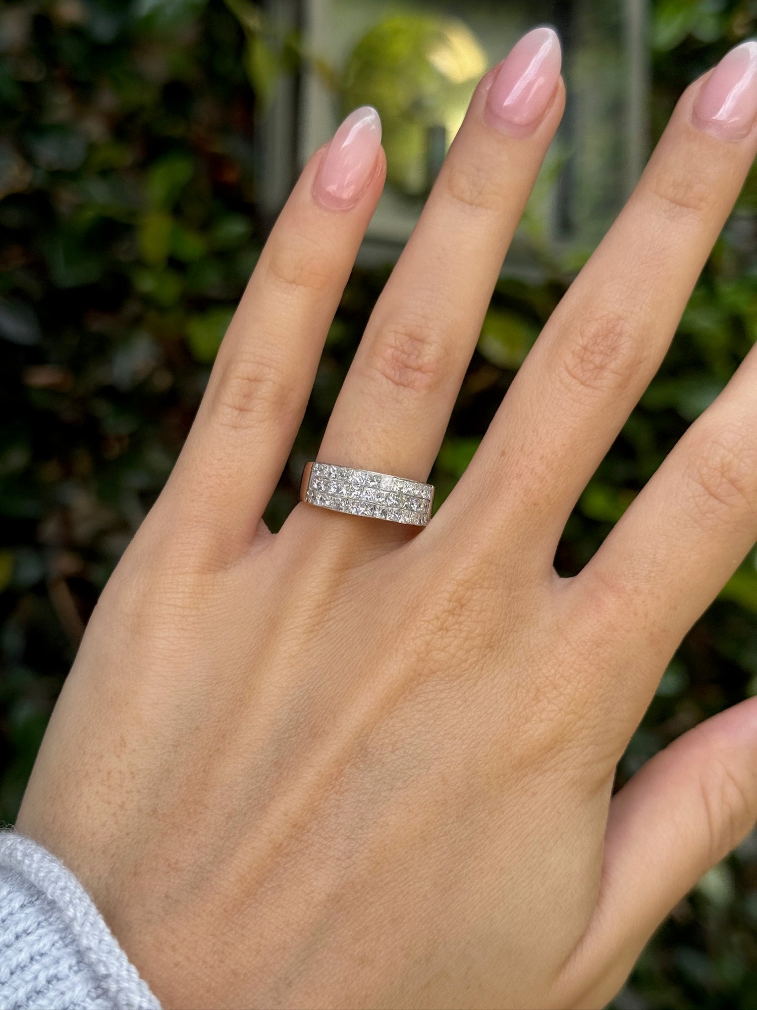 Vintage Princess Channel Set Diamond Ring in 18K White Gold