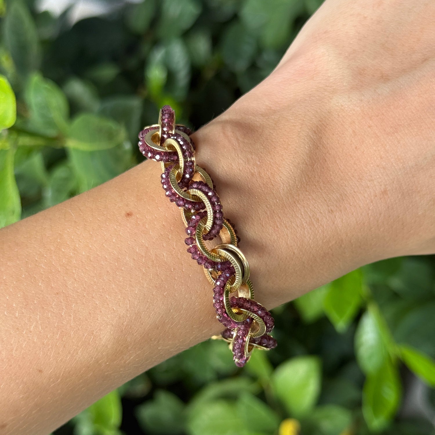 Garnet Gold Bracelet in 14K