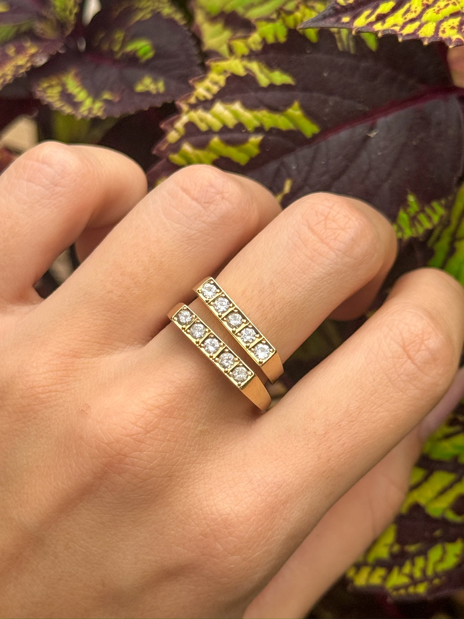 Pair of Vintage Diamond Line Rings in 14K