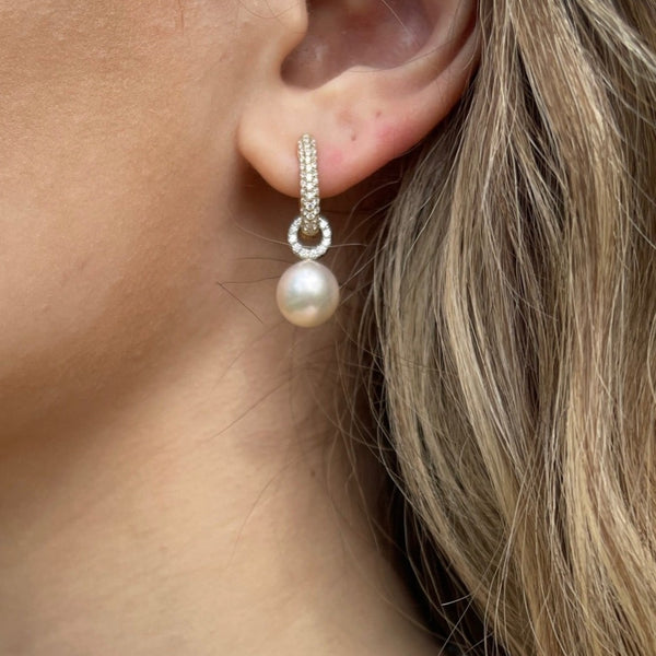 Vintage Pearl and Diamond Earrings in 18k