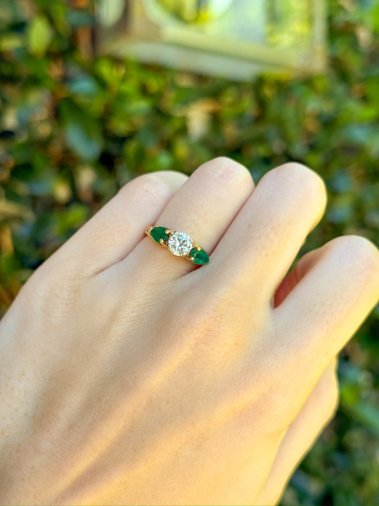Vintage Diamond and Emerald Ring in 14K