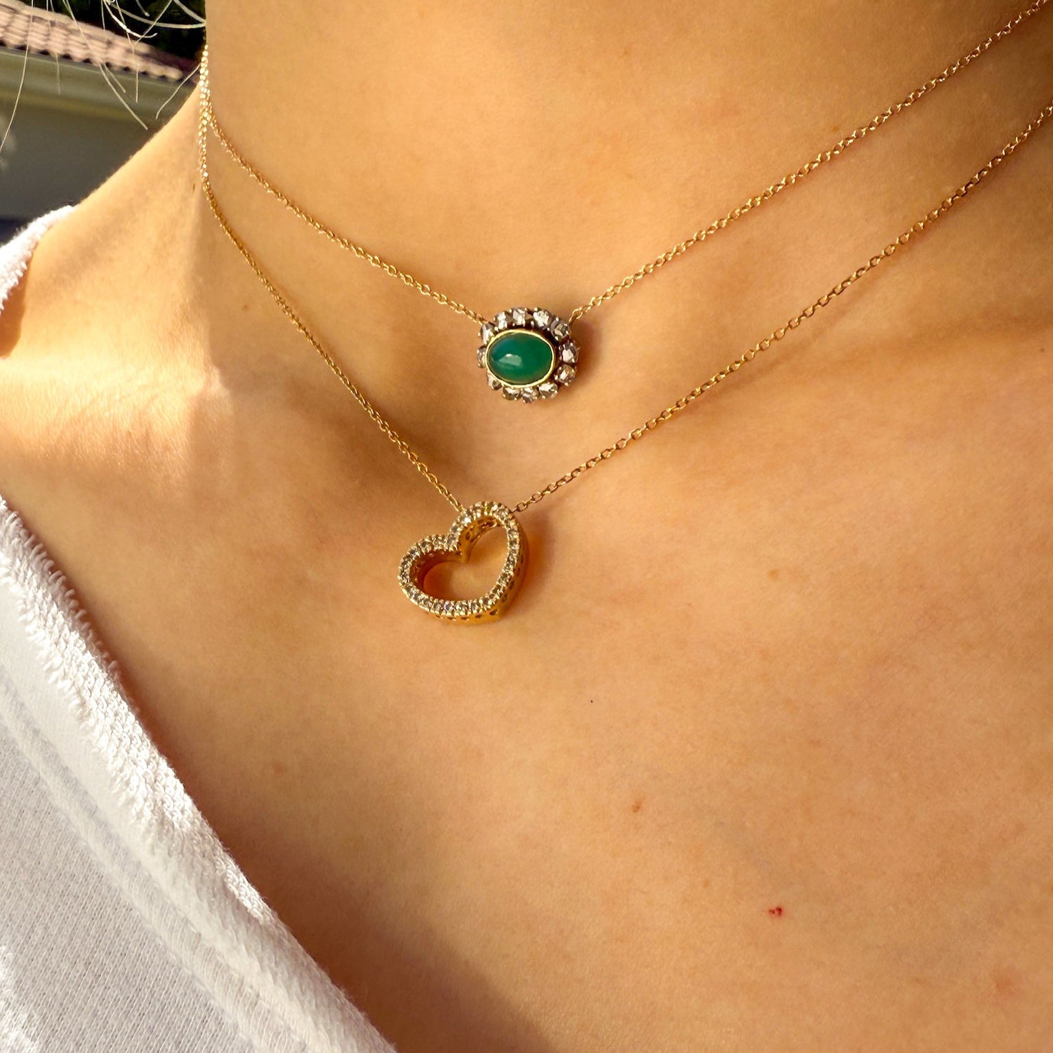 Pave Diamond Heart Pendant Necklace in 14K