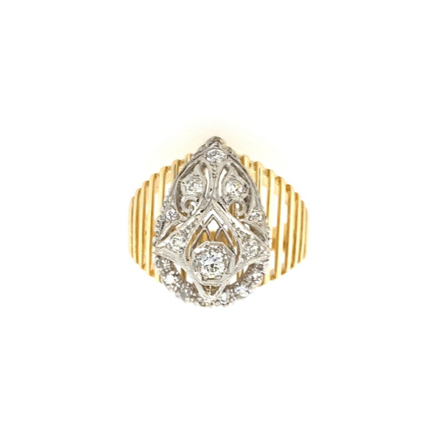 Vintage Mid-Century Diamond Cocktail Ring in 14K