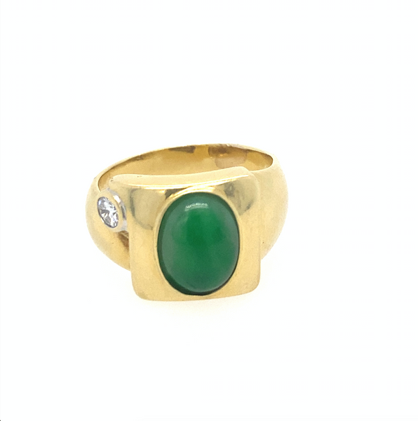 Vintage Jade & Diamond Ring in 14K