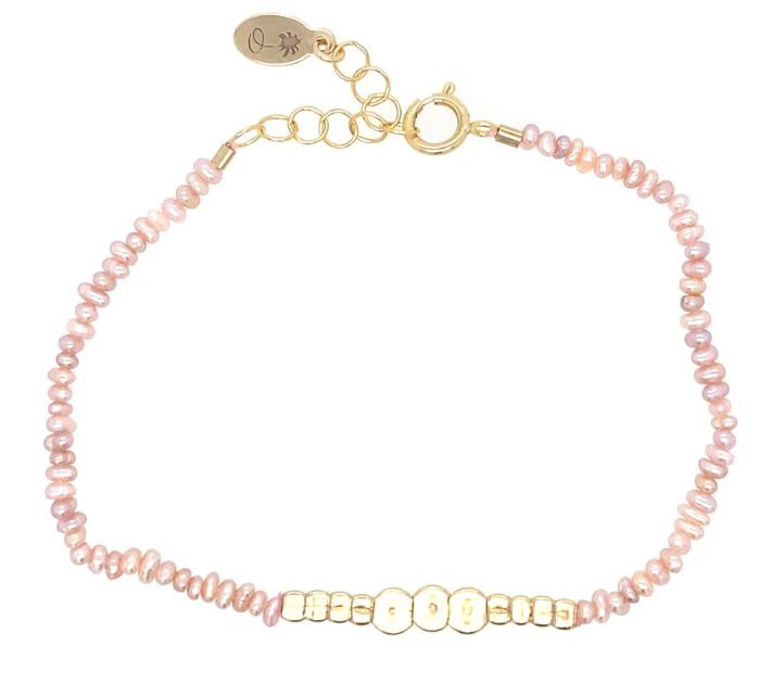 Olivia K Gemstone Fleck Bracelet in Pink Seed Pearl: Love, Compassion, and Nurturing