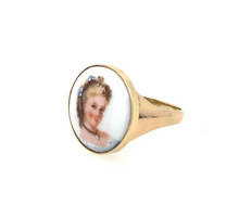 Load image into Gallery viewer, Vintage Hand Painted Limoges Porcelain Ring in 14K
