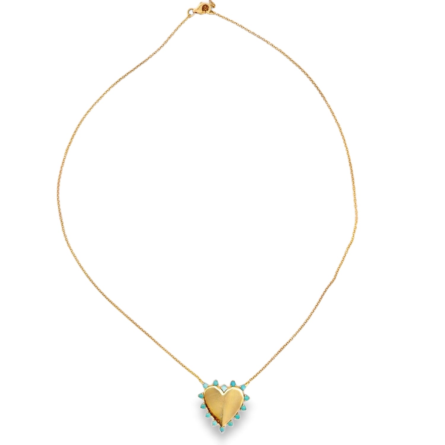 Turquoise Heart Necklace in 14k
