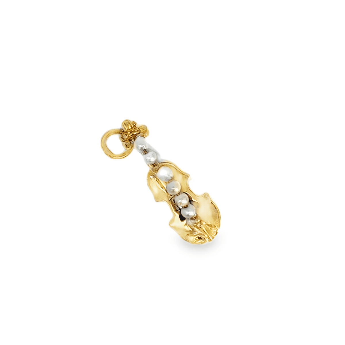 Vintage Cello/Violin Charm with Seed Pearls in 14k