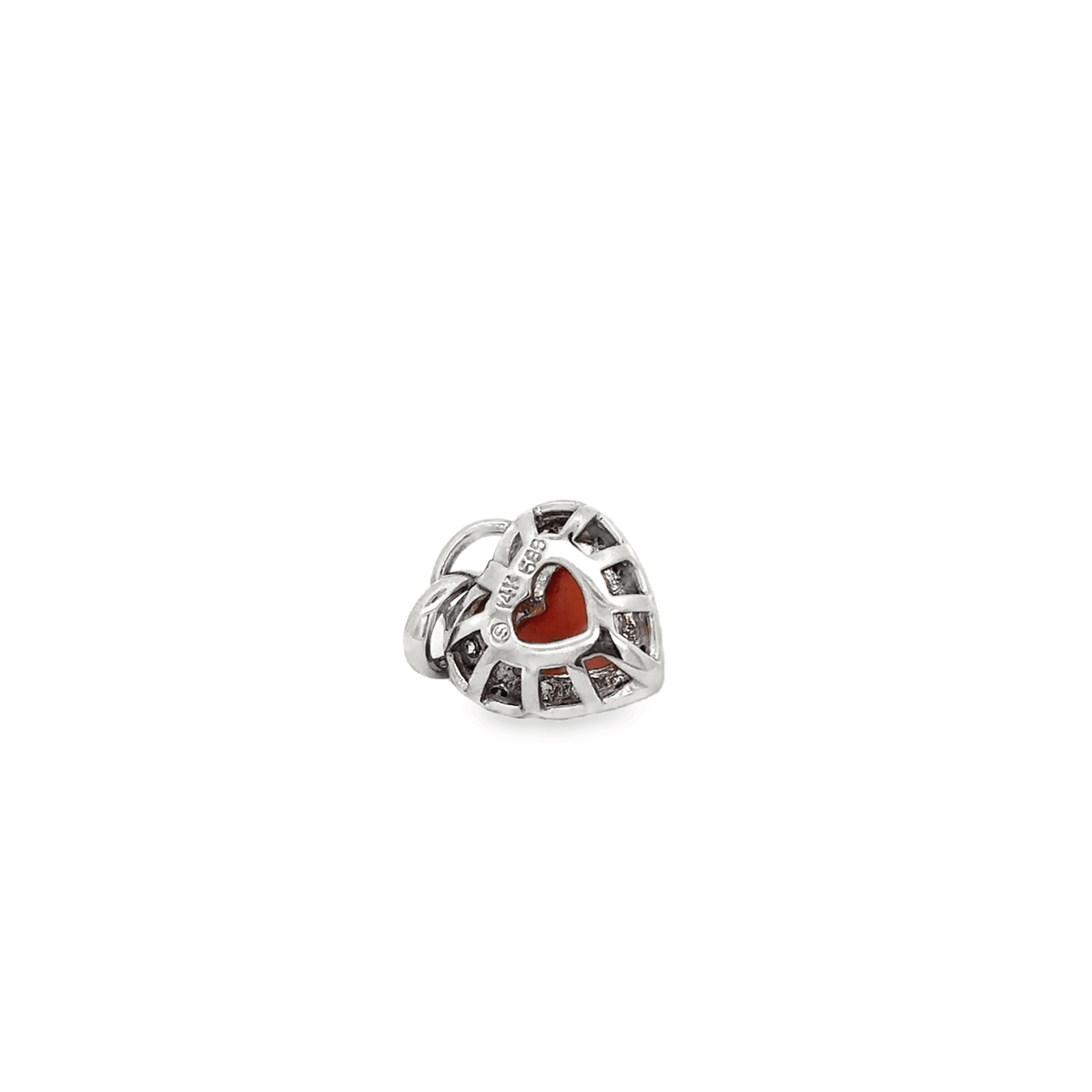 Coral and Diamond Heart in 14k