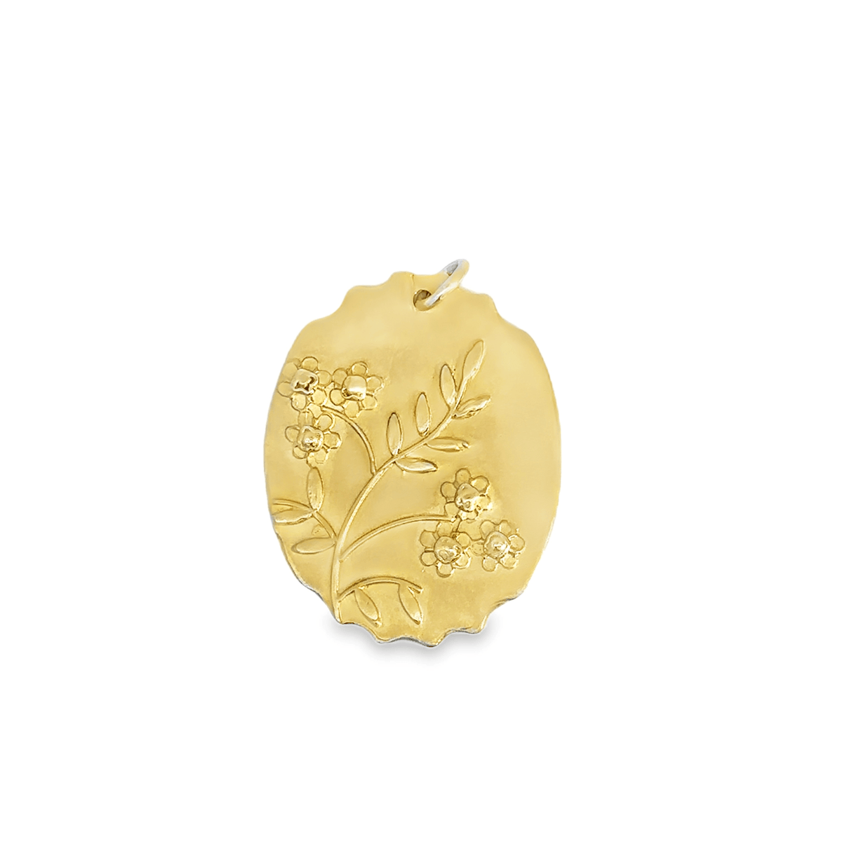 Engraved Flower Charm in 18k