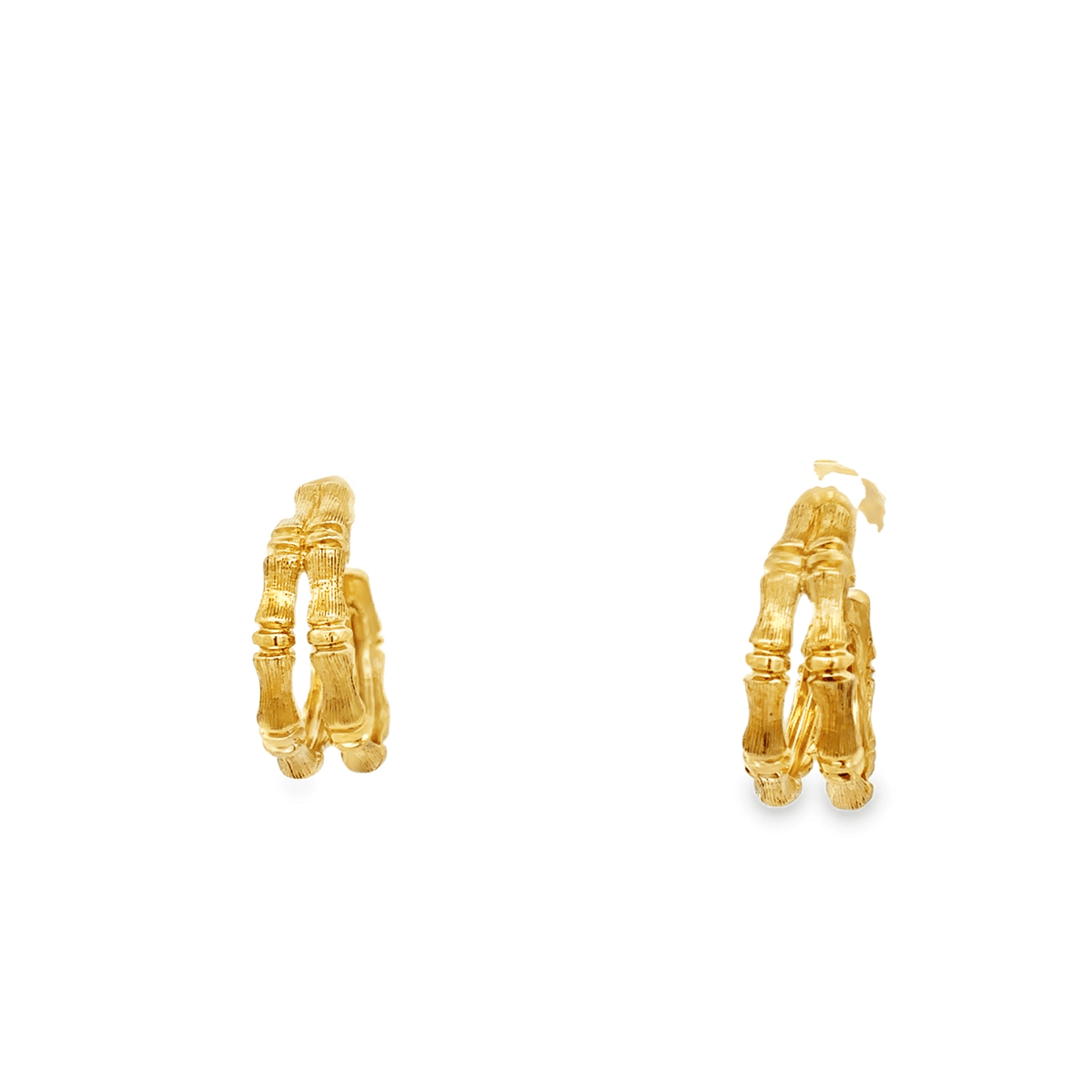 Bamboo Hoop Earrings in 14k