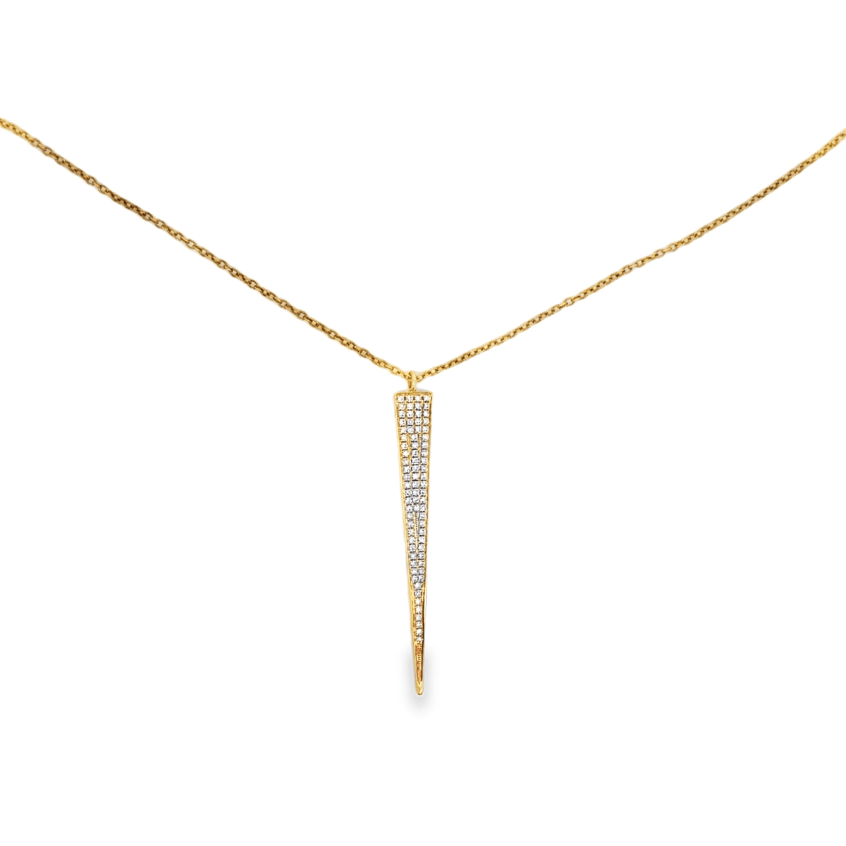 Diamond Pavé Spear Pendant Necklace, 14k