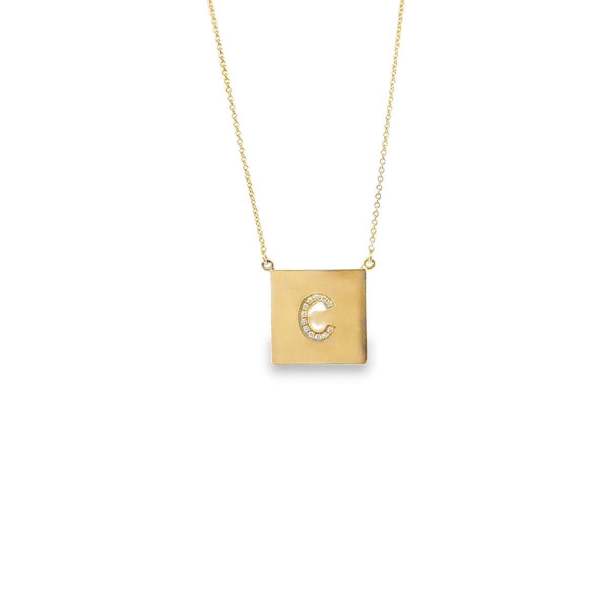 Diamond Pavé 'C' Pendant in 18k Suspended by a 14k Chain