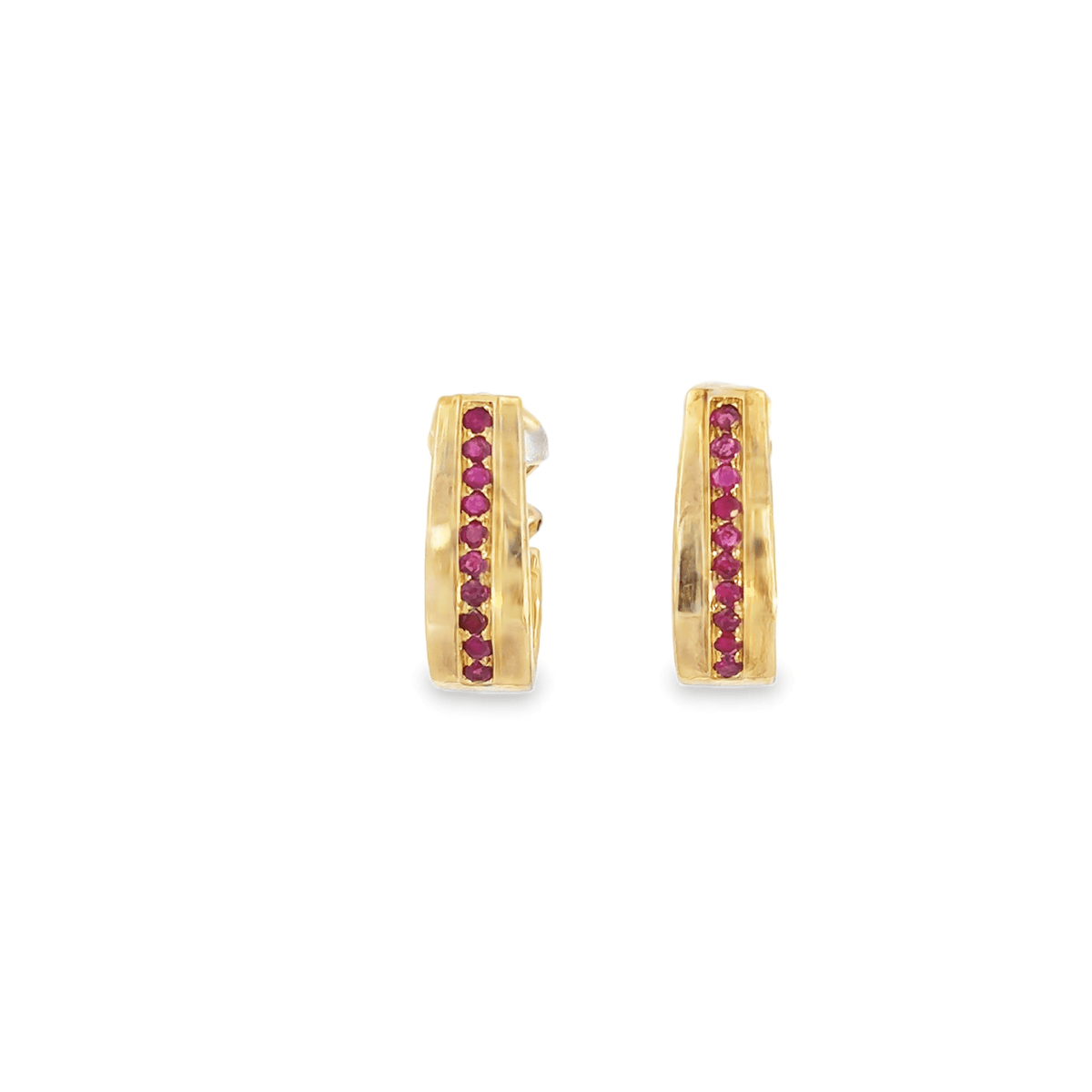 Vintage 1/2 Hoops with Rubies in 18k