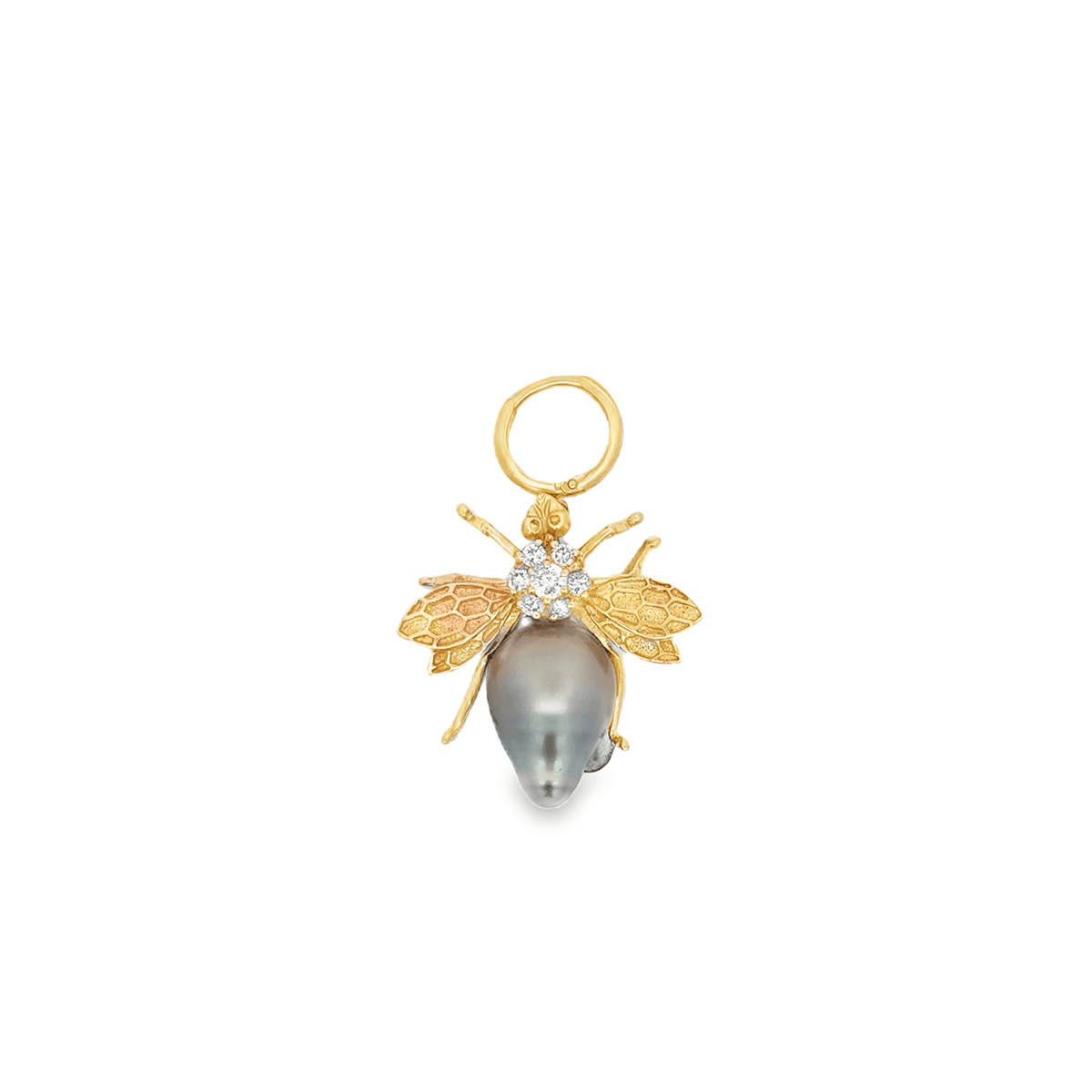 Bee Brooch with Tahitian Pearl in 14K