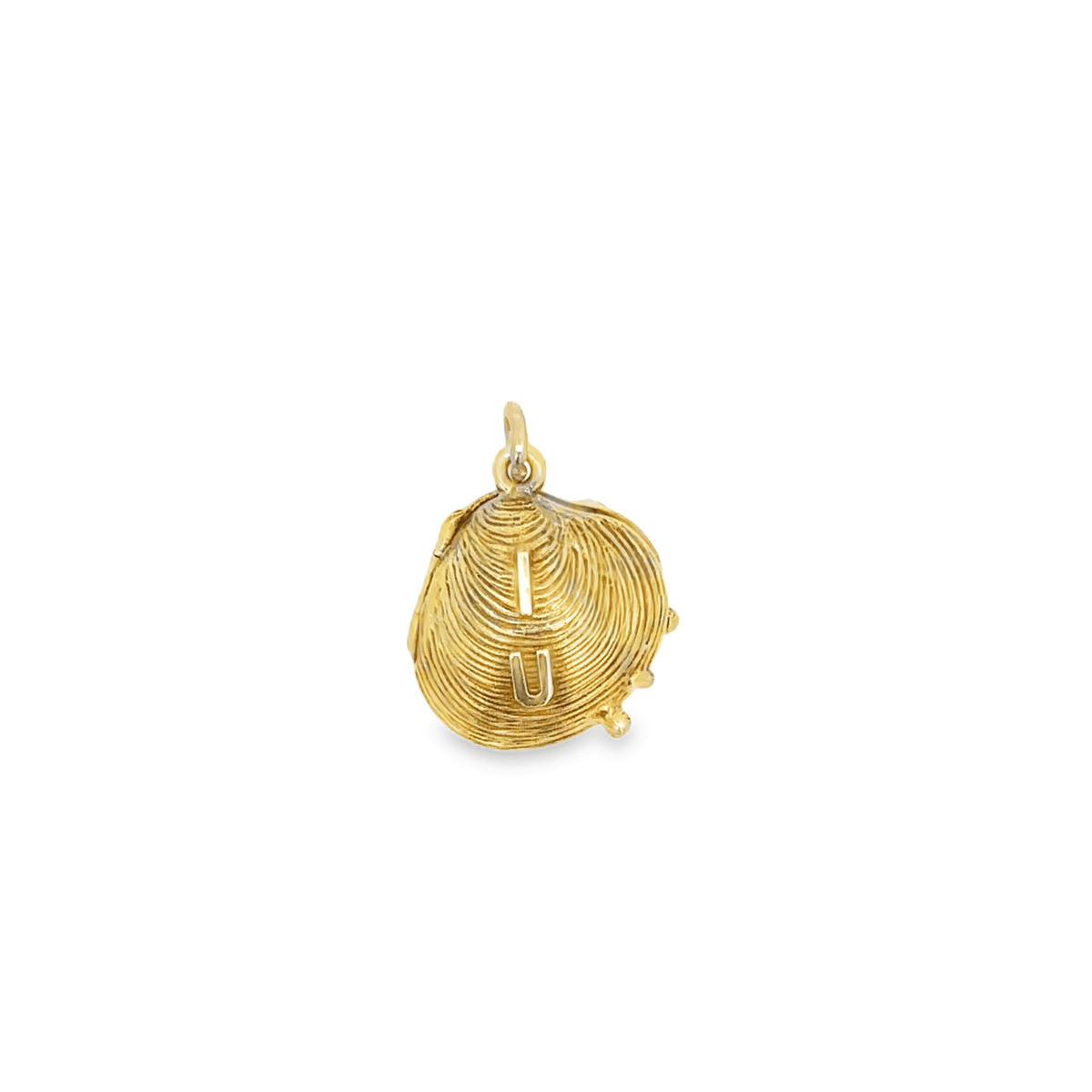 Vintage I U Forever Shell Locket in 14k