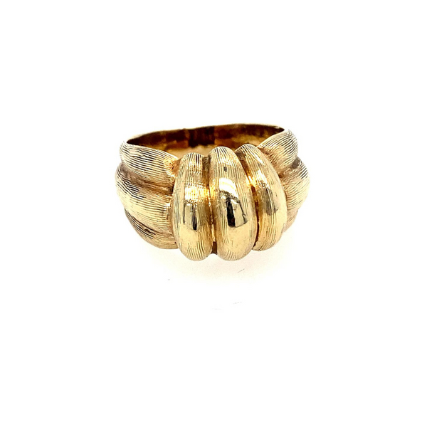 Vintage Hand Honed Cocktail Bombe Ring in 14K