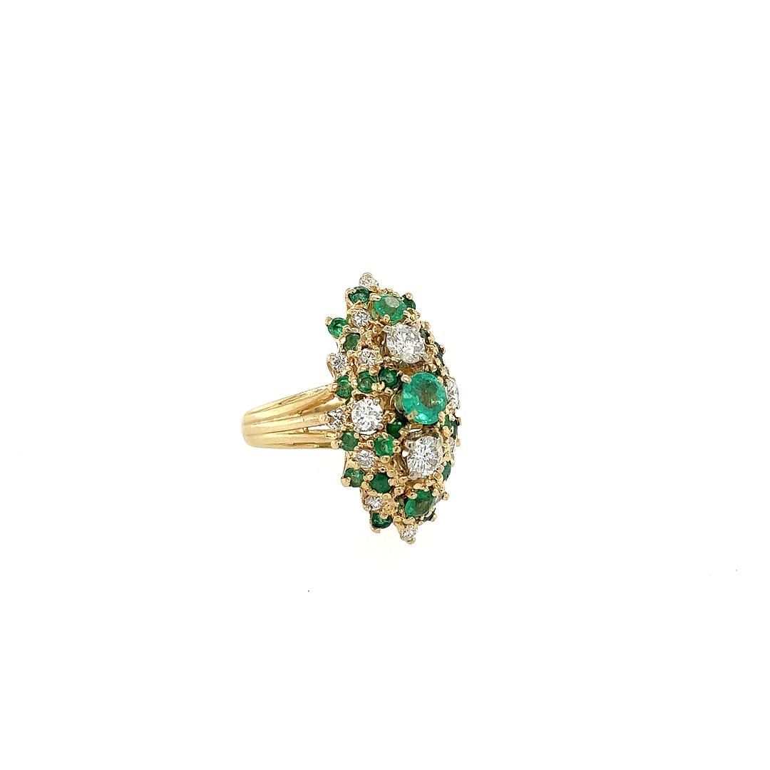 Vintage Emerald and Diamond Ring in 14K Circa 1980