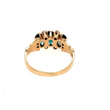 Load image into Gallery viewer, Vintage Etched Emerald Ring With Diamonds in 14K
