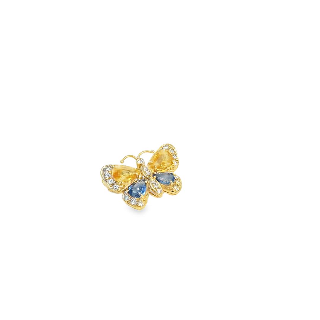 Vintage Tanzanite, Citrine and Diamond Butterfly in 14K