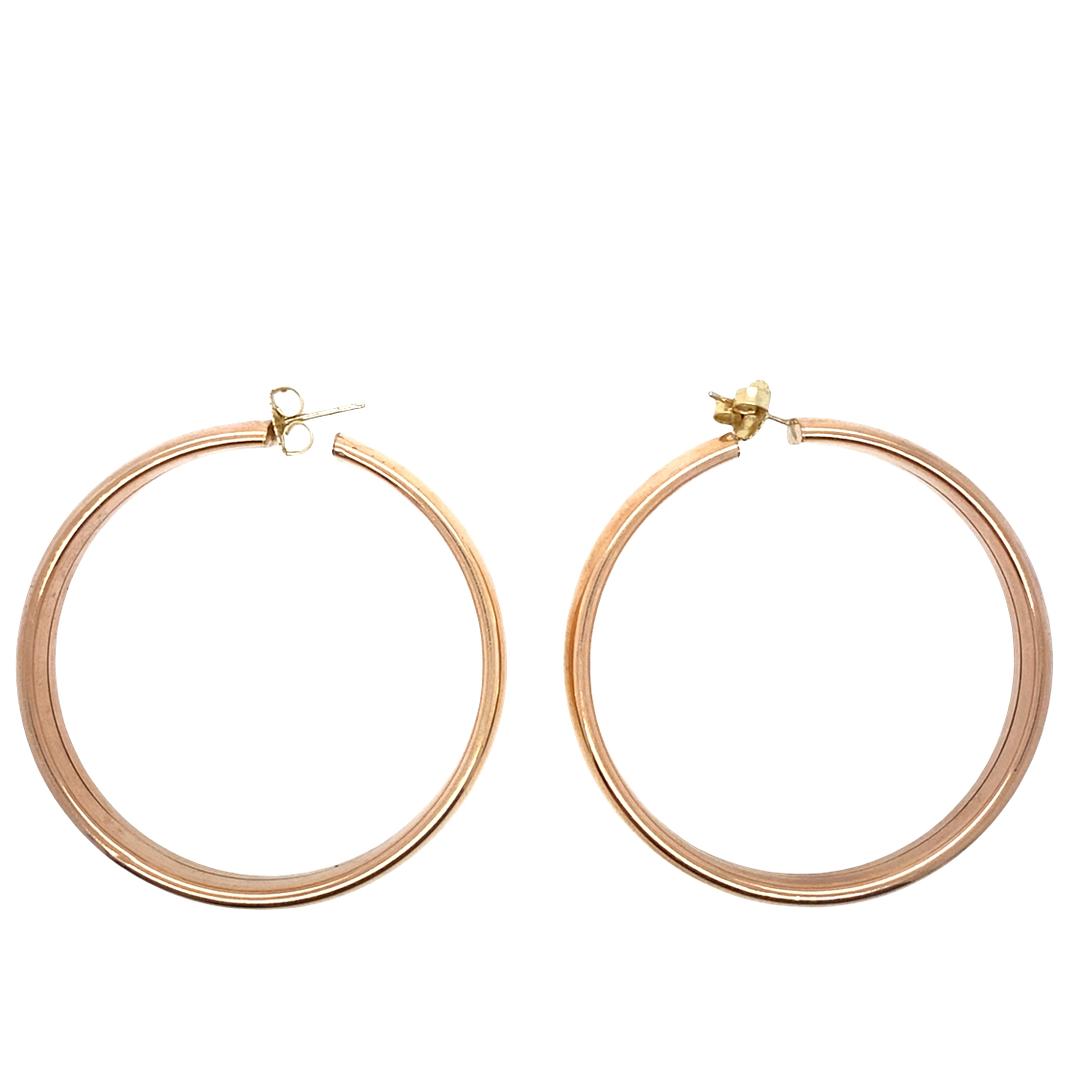 Hollow Rose Gold Hoops in 14k