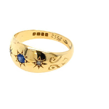 Load image into Gallery viewer, Antique Sapphire and Diamond Ring in 18K
