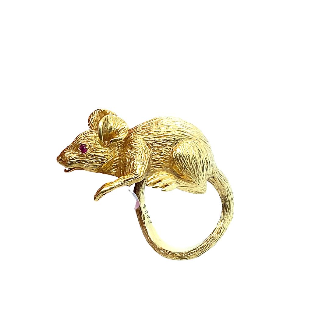 Vintage Mouse Ring in 18k