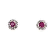 Load image into Gallery viewer, Estate Ruby and Diamond Earrings in 18k
