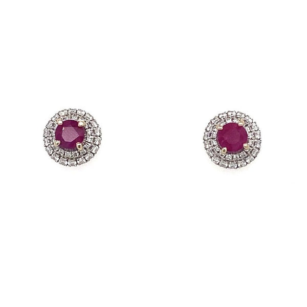Estate Ruby and Diamond Earrings in 18k